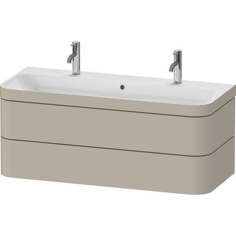 Ensemble coiffeuse HAPPY D.2 PLUS avec 2 tiroirs, 1175 x 490 mm, taupe super mat
