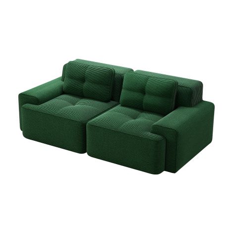 Canapé modulable velours côtelé vert, effet nuage convertible lit (1/5)