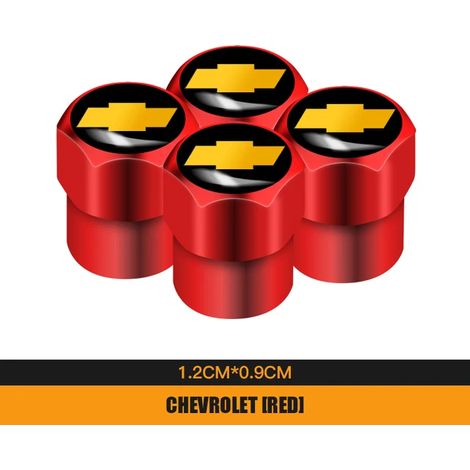 (B Rouge) 4 bouchons de valve de pneu en métal compatibles avec Cruze, Captiva, Trax, Malibu, Tahoe, Equinox, Impala, Sonic et Traverse (1/5)
