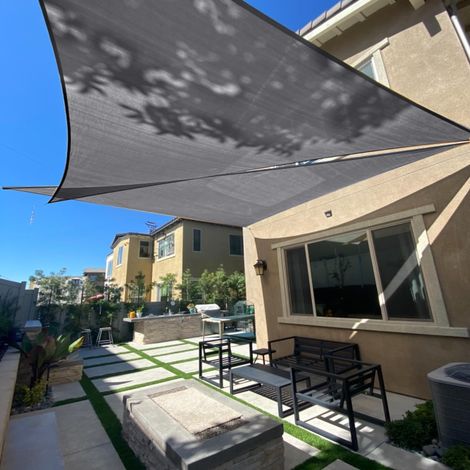 Voile d'ombrage Triangulaire pour extérieur, 4 x 4 x 4 m, Gris foncé (Gris) pour extérieur, pergola, Voile d'ombrage Anti-UV (1/5)