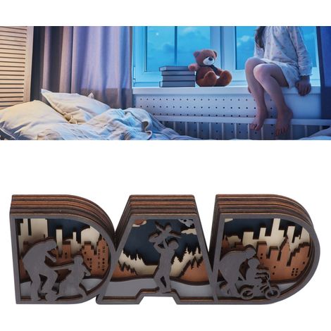 Lettre "DAD" Lumineuse Décorative lumineuse à piles en bois (RL44), lettres sign lumineuse pour décor Noël, décoration chaleureuse pour bureau et cadeau famille (1/5)