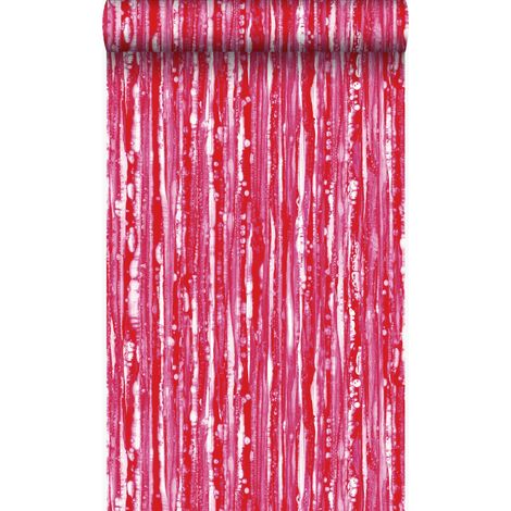 papier peint à rayures rouge et rose - Origin Wallcoverings (1/5)