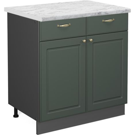 Mobiletto base per cucina Fame-Line, Verde-oro rustico, 80 cm , PL Marmo, Vicco