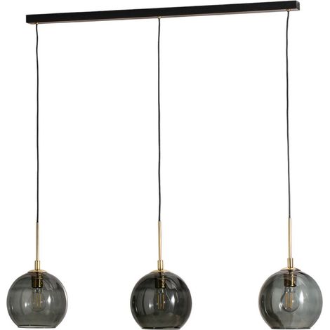 [GEBRAUCHT] B-Ware Argon Hängelampe Dulce Rauchgrau Schwarz Glas 3 Flg Deckenlampe Deckenleuchte