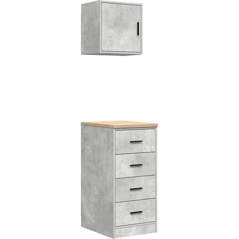 Maison Exclusive - Armadi da Garage 2 pz Grigio Cemento in Legno Multistrato