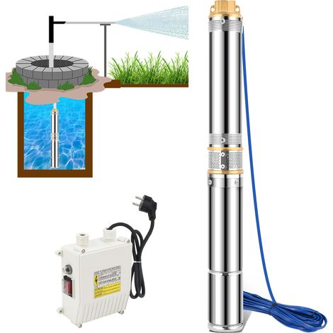 Wolketon 1100W Tiefbrunnenpumpe Brunnenpumpe 4.5 Zoll bis 4000 L/h Sandverträglich Tauchpumpe Edelstahl Wasserpumpe Gartenpumpe mit Schaltbox