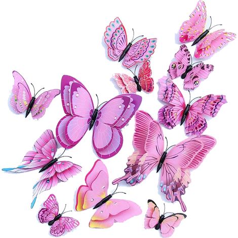 Autocollant Mural Papillon 3D Double Couche Simulation Réaliste Décoration Salon Chambre À Coucher Lot De 2 (1/5)
