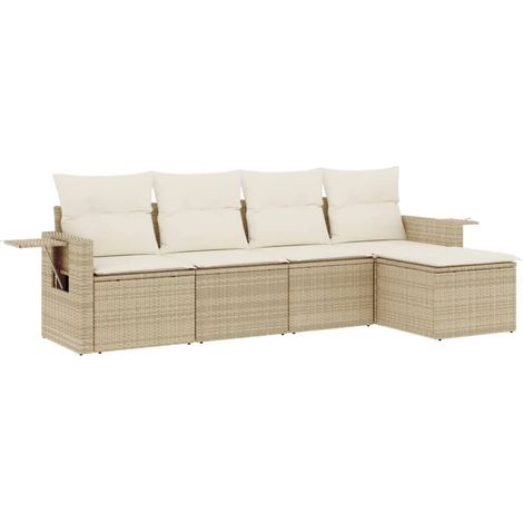 Set Divano da Giardino 5 pz con Cuscini Beige in Polyrattan vidaXL (1/5)