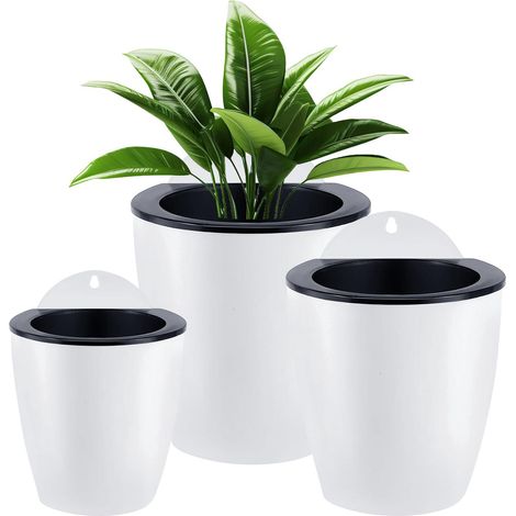 Lot de 3 Pots de jardinière Suspendus à Arrosage,Jardinières Suspendues à Arrosage Automatique,Tenture Murale Pot De Jardinière Vertical,Balcon Clôture Ornements de Jardin de Bureau à Domicile (1/5)