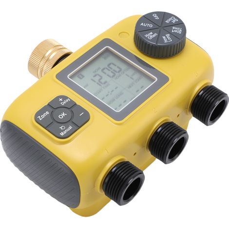 Programmateur d'arrosage programmable 3 sorties écran LCD pour robinets 3/4-1/2 pouces tuyau irrigation jardin extérieur (1/5)