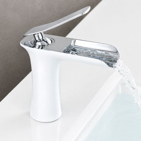 Mitigeur lavabo cascade cuivre modèle bas blanc eau chaude froide 28 × 17 × 8,5 cm 1,311 kg – Livraison gratuite (1/5)