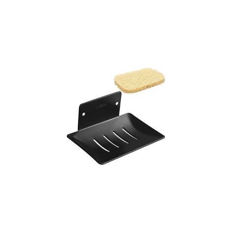 Jabonera de acero inoxidable autoadhesiva y de montaje en pared para ducha, con soporte para jabón, bandeja para jabón, no requiere perforación, ideal para ducha, cocina y baño, color negro.