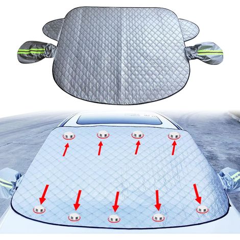 Couverture Pare-Brise Voiture, Bache Pare Brise Protection Magnétique Couverture Repliable avec Couvercle de Rétroviseur, Universelle Bache pour Voiture Anti Givre et Neige