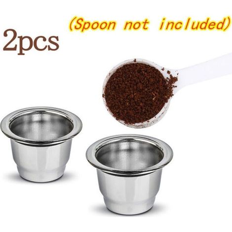 Set mit 2 wiederbefüllbaren und wiederverwendbaren Edelstahl-Kaffeekapseln für Nespresso (1/3)
