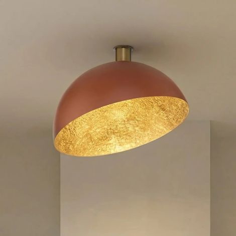 [GEBRAUCHT] B-Ware Deckenleuchte Sfera Lampe Metall Rot Gold E27 Led ø 50 Cm Leuchte Deckenlampe