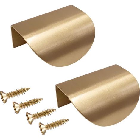 2 tiradores para armarios, cajones y puertas, con forma de hoja, de latón dorado. Tiradores para muebles, armarios y puertas de cocina.