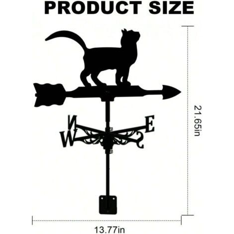 Girouette en forme de chat, décoration de toit avec ornements artisanaux pour jardin et pelouse, pince en métal (1/4)