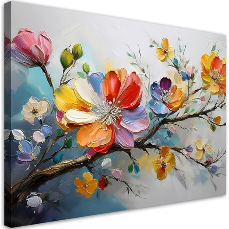 Tableau déco Fleurs colorées Abstraction 90x60 (1/5)