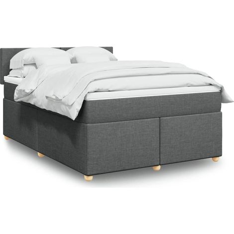 Boxspringbett mit Matratze Dunkelgrau 140x190 cm Stoff
