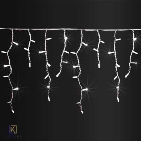 Luccika stalattiti tenda a pioggia 3 metri con 120 luci di Natale a Maxi Led Bianco Ghiaccio con flash Bianco freddo per esterno e interno Bianco Freddo 3x0.70 metri - 120 Maxiled Bianco Ghiaccio