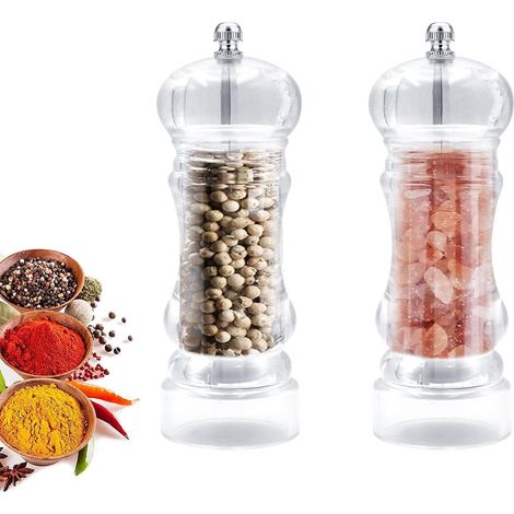2Pcs Moulin à Poivre, Moulin Sel Poivre, Ensemble de moulin à poivre avec grossièreté réglable, Salières et Poivrières, Idéal pour Cuisine, Restaurant, BBQ, Camping (1/5)