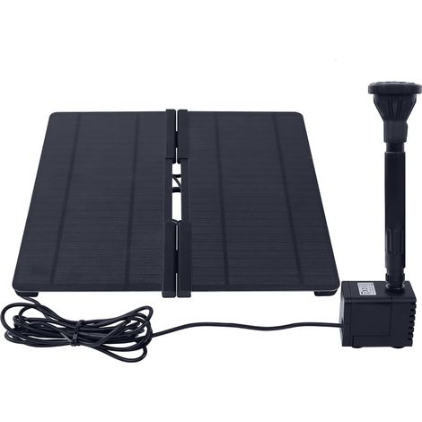 1 Fontaine solaire, Pompe à eau, Panneau pliable 20W, 4 buses, Pour bassin et jardin