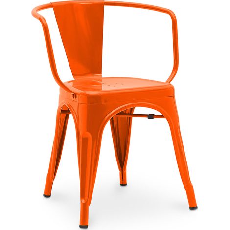 Sedia da pranzo con braccioli - Design industriale - Acciaio - Nuova edizione - Stylix Arancione