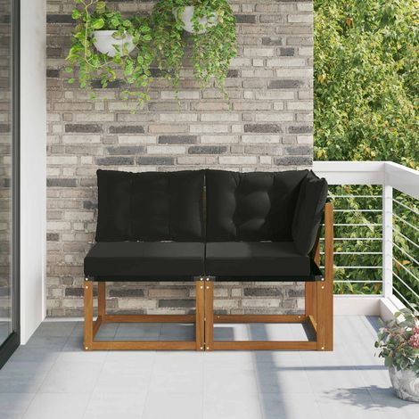 vidaXL  Outdoor Middle and Corner Sofa  with Cushion 2 Piece Natural