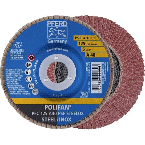PFERD  disco  lamellare  POLIFAN  A  PSF  STEELOX  Ø  125  mm  grana  A-40  conica  -  67744125 (1/5)