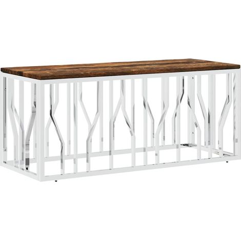 Maison Exclusive - Couchtisch Edelstahl und Massives Altholz (1/5)