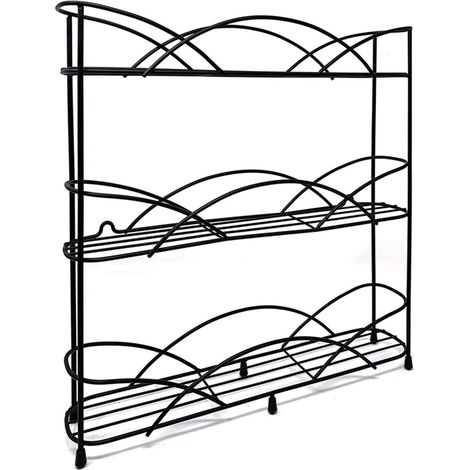 CSPARKV 33x6.5 x34 cm Kitchen Spice Rack - Black Spice Rack Holder - Includes 2 Suction Cups, Perfect for Storing Spices and Herbs, Holds 21 Jars Kitchen Spice Rack