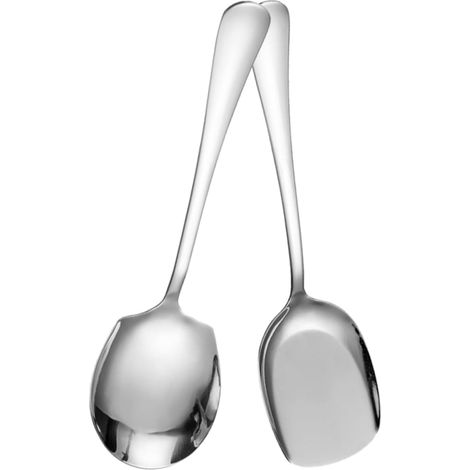 Cuillère service inox épaissie lot 2 pcs, polyvalente pour buffet, soupe, usage maison, hôtel ou resto