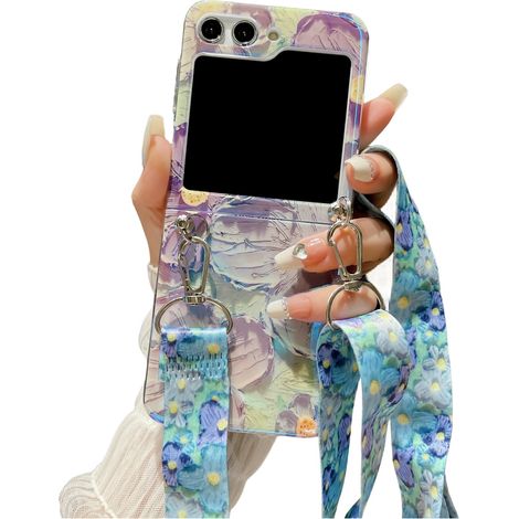 Coque pour Samsung Z Flip 5/4/3 avec motif de peinture à l'huile de fleurs (1/5)