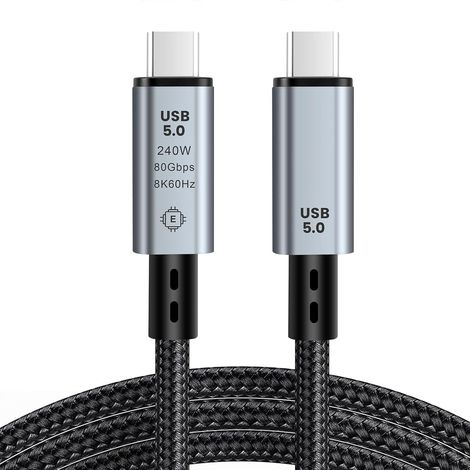 USB 5.0 80 Gbit/s Datenkabel, Premium-Nylonkabel mit 8K-Videoübertragung bei 60 Hz und Dual-8K-Videoübertragung, 240 W PD 3.1, für iPhone 17/16, iPad, MacBook (1/5)