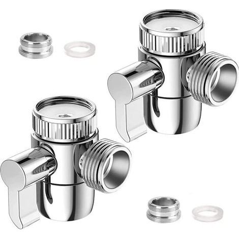 2 Pièces Inverseur Douche Robinet WC 3 Voies Vanne Aiguillage Douchette M22 x M24 Adaptateur Vanne Aiguillage Chromé pour Cuisine ou Toilette Salle de Bain Évier Lave-Linge (1/4)