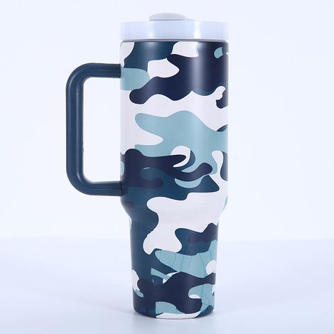 Verre à glace en acier inoxydable 304 de deuxième génération, grande capacité, tasse de voiture avec transfert de peinture, poignée isolante, portable pour extérieur (1/5)