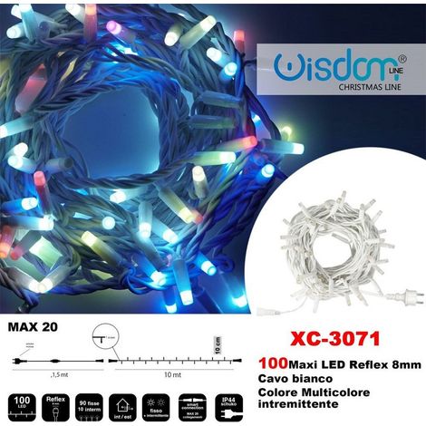 Trade Shop - Catena Luminosa 100 Luci Led Luci Lights Color Multicoline Intermittent Xc-3071 -