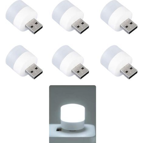 Set mit 6 Mini-LED-Nachtlichtern in runder Form mit USB-Anschluss für Babys Schlaf, inklusive tragbarem Ladegerät. (1/5)