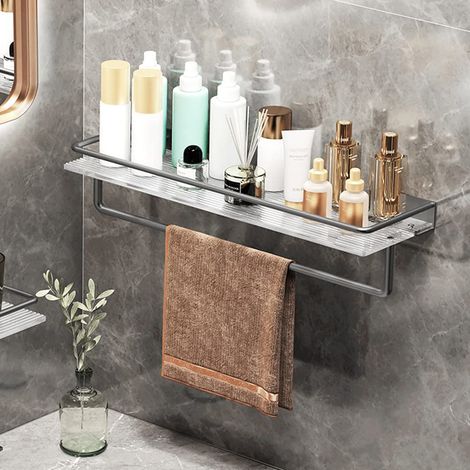 Étagère de douche gris, support mural acrylique Mural de Produit Cosmétique, Porte-Serviettes, Étagère de Rangement de Douche / 30CM Rod (1/5)