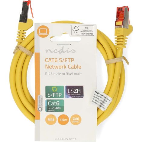 Nedis cat6 netzwerkkabel rj45 stecker rj45 stecker sftp 150 m rund lszh gelb label