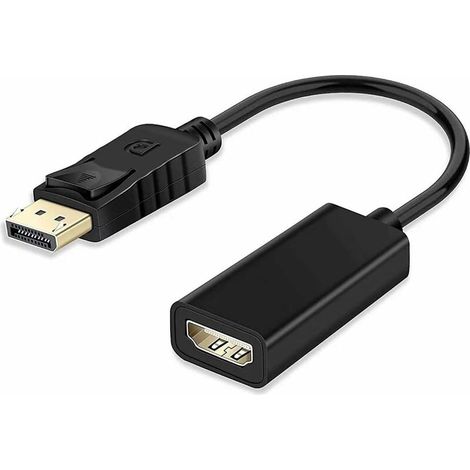 Adaptateur DisplayPort vers HDMI, câble de conversion DP vers HDMI plaqué or (mâle vers femelle) (noir) (1/5)