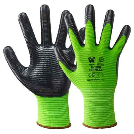 GUANTO PROFESSIONALE 'NBR CRINKLE' NERI Tg. 10 - 12 paia- NERI