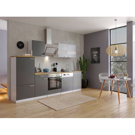 Cuisine Kitchenette Bloc cuisine intégrée Blanc Gris Malia 280 cm Respekta