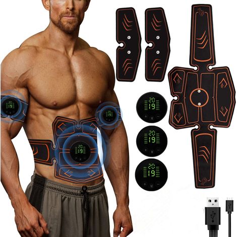 EMS-Elektronik-Muskelstimulator, Komplettes Bauchmuskeltrainingsgerät (Rot) - AquaForge