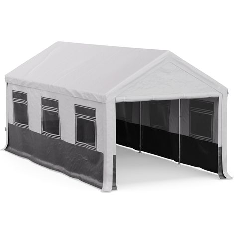 Blumfeldt serre de jardin Party Haven 3x6 blanc/gris fonce, abri de jardin avec toit en PE 170gr, materiau de haute qualite, pergola de jardin avec abri et protection, montage facile