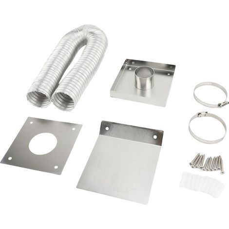 Frischluftansaugset für Pelletöfen, 2-Zoll-Aluminium-Abgasrohr mit Wandplatte, Gitter und Klemmen. (1/5)