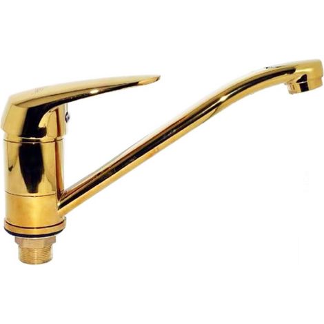 Rubinetto Miscelatore Monocomando Lavello Cucina Canna Bassa Oro Lucido 7184G (1/4)