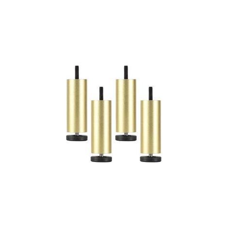 Lot de 4 pieds d'armoire réglables, pieds de table en aluminium, remplacements de pieds de meubles pour table de canapé-lit, pieds de support dorés poncés – 12 cm (1/5)