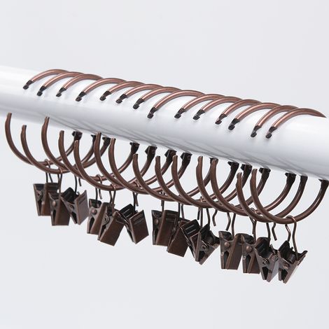Rideau Crochets Anneaux Douche Crochets décoratifs de Rideau de Douche Glissement Crochets Black-36 Pcs, bronze rouge