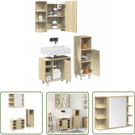 vidaXL Ensemble de meubles de salle de bain 3 pcs chêne sonoma (1/5)